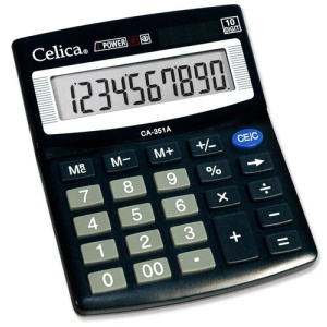 Calculadora de Semi Escritorio Celica CA-351A - 10 Dígitos - Negro